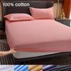 1PCS Fitted Sheet Solid Color Bed Sheets Polyester Mattress Cover 160cmx200cm Mattress Bed Cover (No Pillowcase)