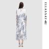 ELLASSAY 2024 Autumn V-Neck Watercolor Ink Print Dress