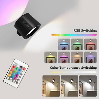 12 цветов, светодиодный настенный светильник с таймером, сенсорный пульт дистанционного управления, USB-зарядка, вращающийся, беспроводной, портативный, ночник, лампа для чтения в спальне
