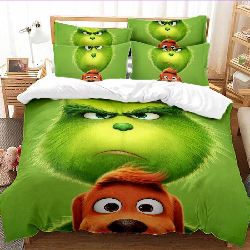 Серия «Гринч Зеленые Волосы», трехпредметный 3D цифровой пододеяльник, комплект для шлифовки