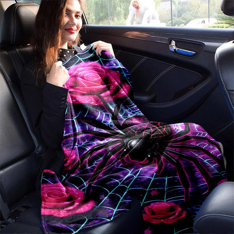 1pc Spider Printing Lightweight Flannel Blanket, Comfortable and Warm Blanket, for Camping Sofa Bed and Couch Office, Suitable for Gift Blank