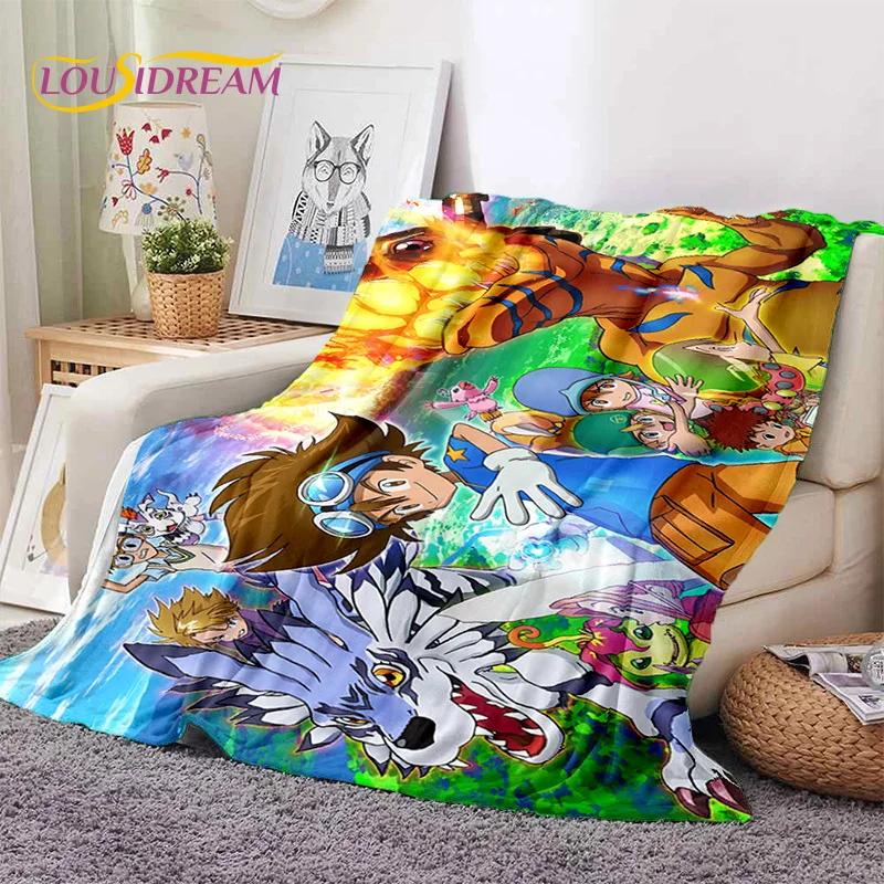 Мягкое фланелевое одеяло в стиле ретро Digimon Adventure Monster Cartoon для кроватей, диванов, пикников, плед для покрывала, детский подарок