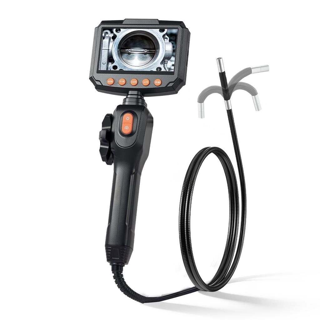 VEVOR Articulating Borescope Camera with Light, Two-Way Articulated Endoscope, 6.2mm Slim Lens, 4.3" IPS Screen, 8X Zoom