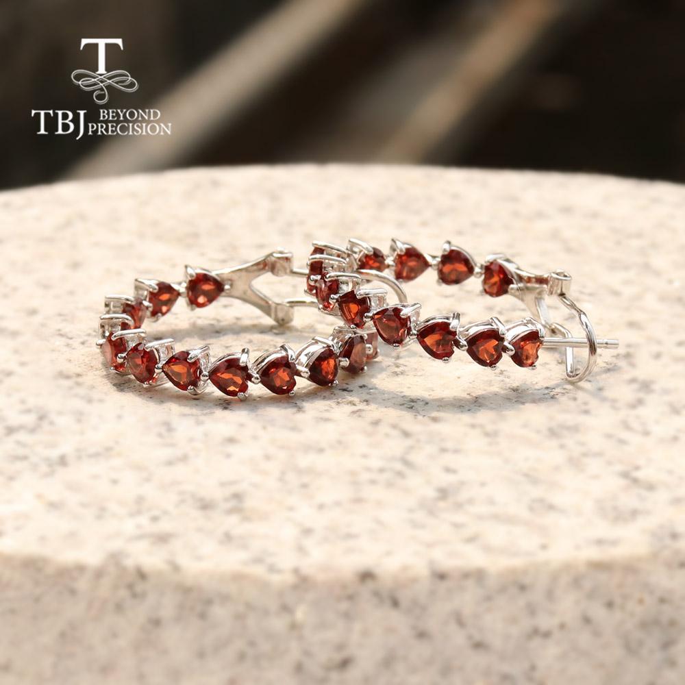 Модный вид Сердце 4 мм Серебряные серьги-кольца натуральный гранат небесно-голубой топаз романтические украшения подарок серебро 925 пробы для женщин