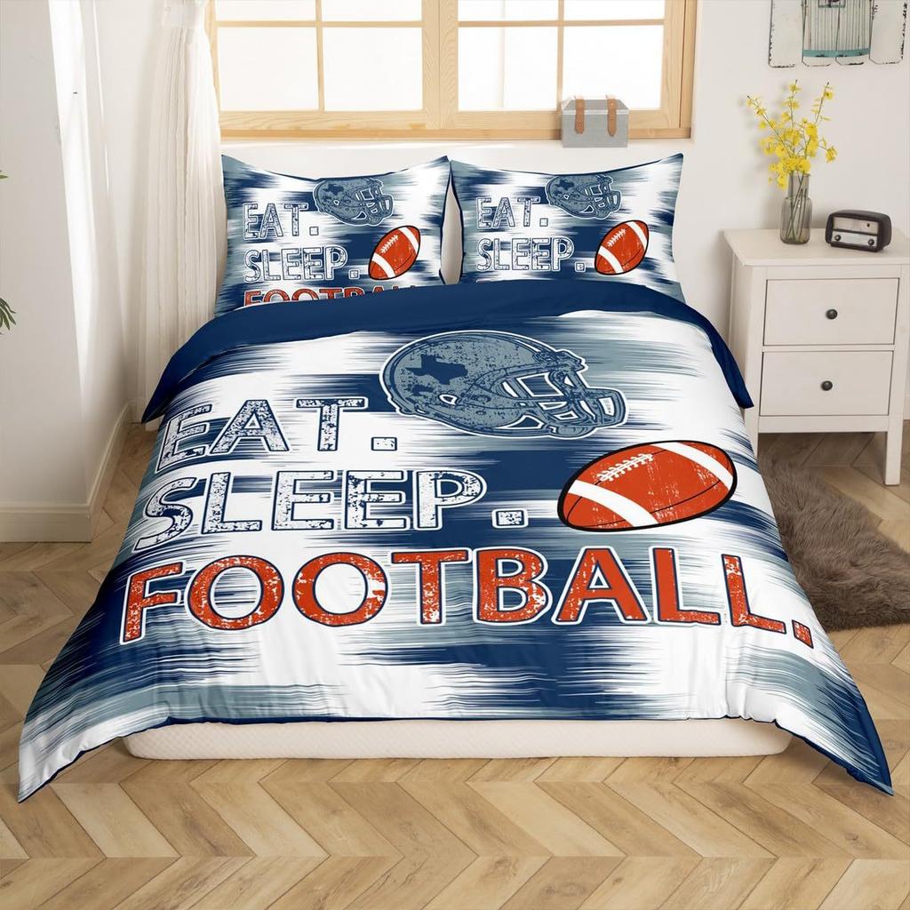 Регби Американский футбол Домашний текстиль Цифровая печать Комплект постельного белья из трех предметов