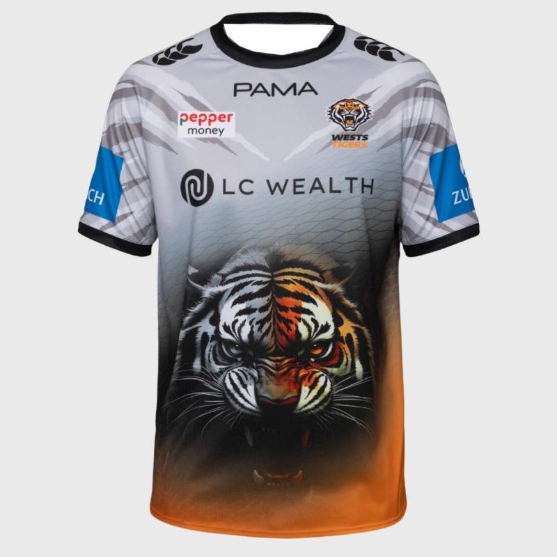 Новая домашняя футболка NRL Wests Tigers "Pepper Money" 3D-печать Мужская футболка Y2K Оверсайз Подходит для повседневной носки и тренировок