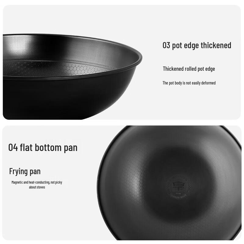 Чуй Да Хуан 32 см Черно-золотой сотовый чугунный вок