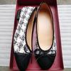 Ballet Flats Classic Shoes Women Basic 2024 Leather Tweed Cloth Two Color Splice Bow Round Ballet Shoe Fashion Flats Women Shoes