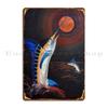 Red Harvest Moon Marlin Fish Waterscape Ed01 Metal Plaque Mural Wall Decor Wall Decor Printing Mural Tin Sign Poster