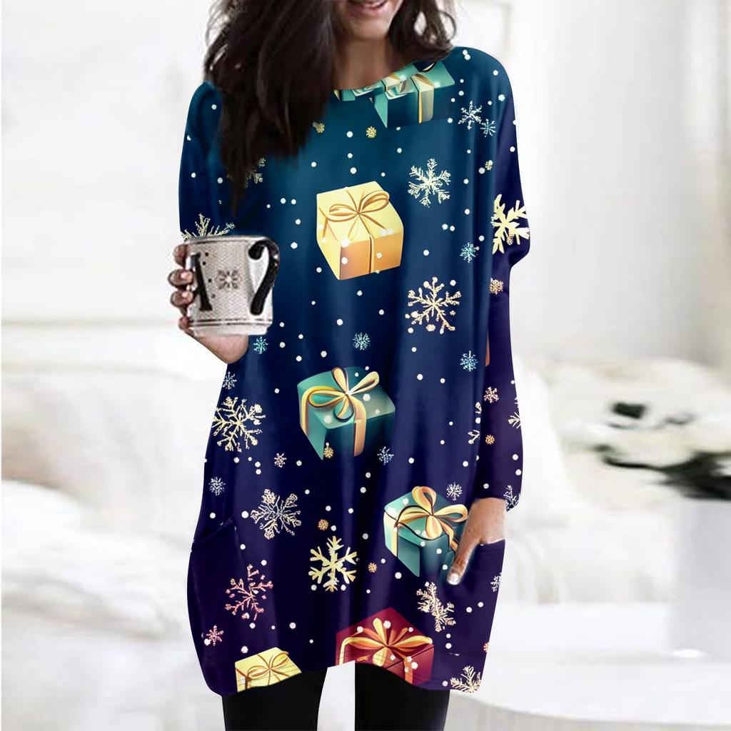 Женская толстовка с круглым вырезом и принтом, платье-рубашка с длинными рукавами и принтом, пуловер свободного покроя, свободный крой, топы с карманами