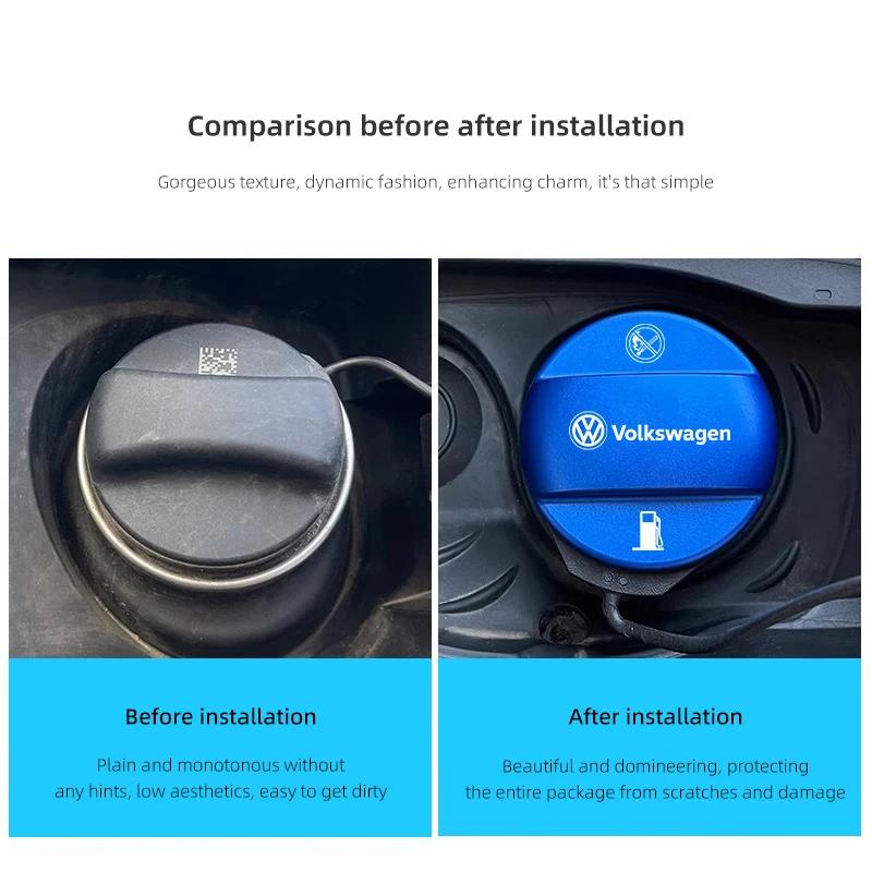 Alloy Car Oil Tank Protector Cover for Volkswagen VW Rline GTI New R CC GOLF WW40 JETTA PASSAT Polo TIGUAN T-ROC Fuel Tank Cap Badge