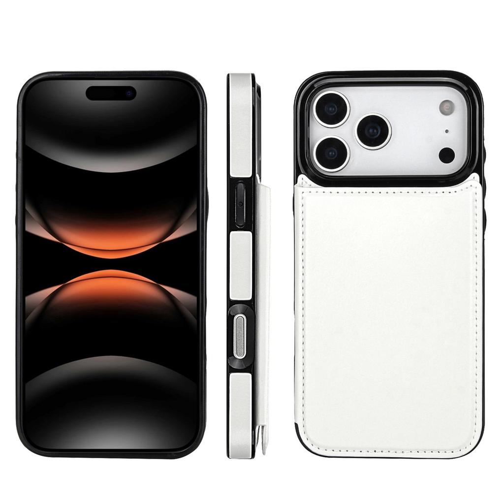 Кожаный чехол-подставка для iPhone 17 Pro Max с держателем для карт и двойной застежкой