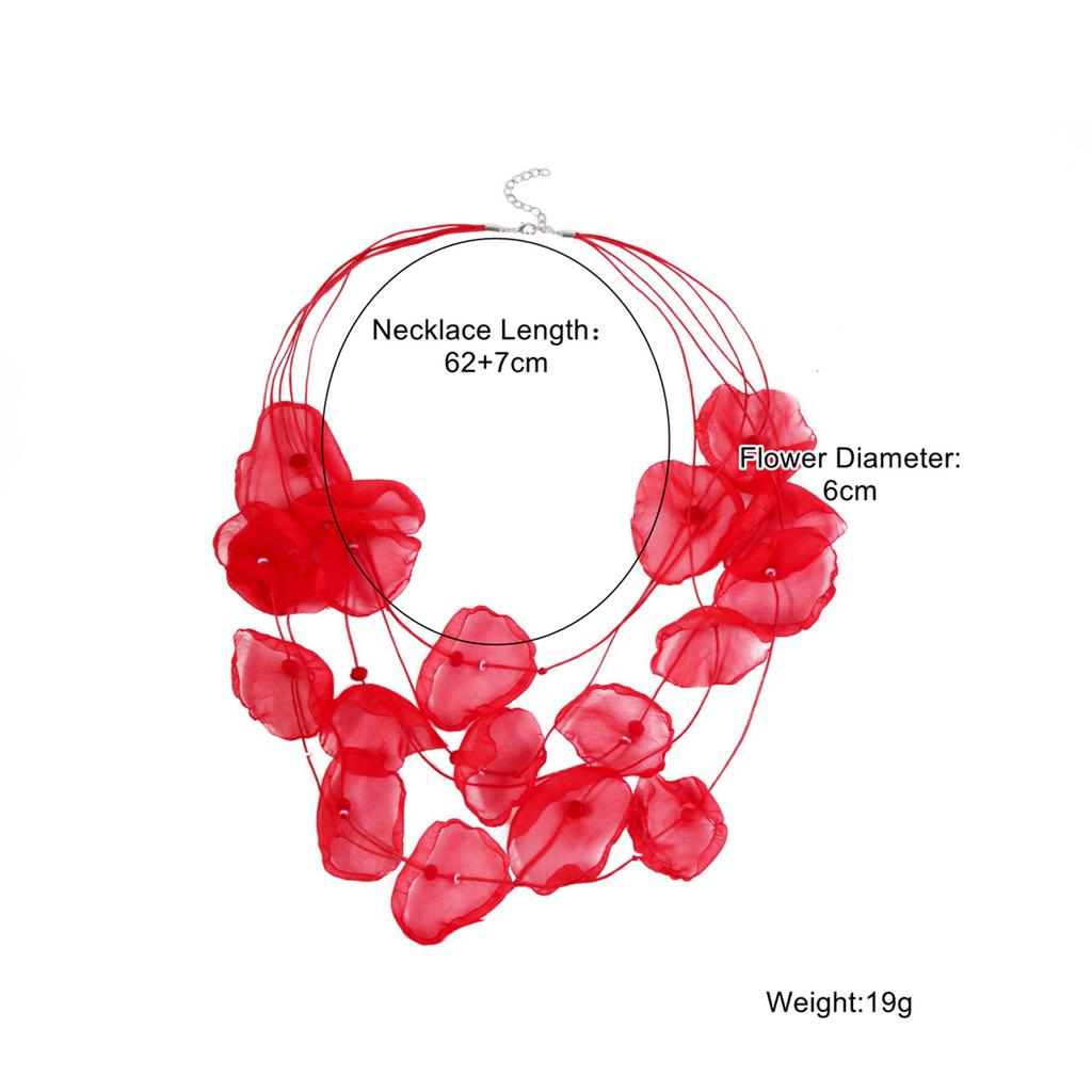 Ожерелье для женщин, аксессуары, преувеличенный темперамент, ожерелье, многослойное кружевное, цветы, сетчатая ткань, лепестки, ожерелье, женское, элегантное ожерелье
