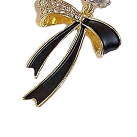 1 пара висячих серег с блестящими стразами, инкрустированных сверкающими темпераментными геометрическими женскими серьгами с бантом и лентой