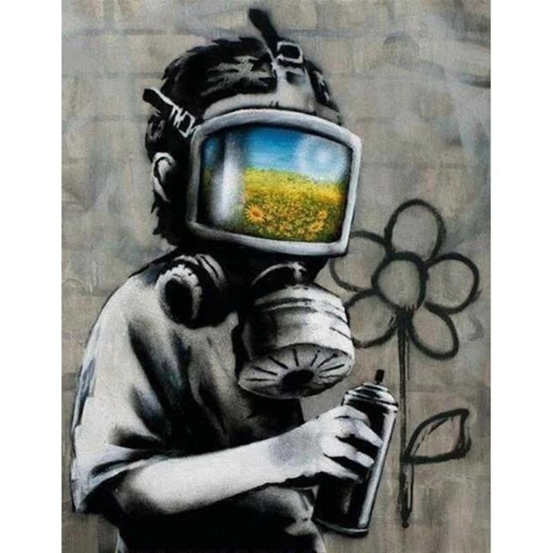 БЭНКСИ Холст Картина Подсолнух Поле Маска Стена Книги по искусству Принт Уличные Граффити Печать Картина Домашний Декор Плакаты рамка