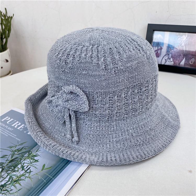 Fashion and art knitted bucket hat women's British curling top hat trendy casual versatile basin hat spring and summer sun hat