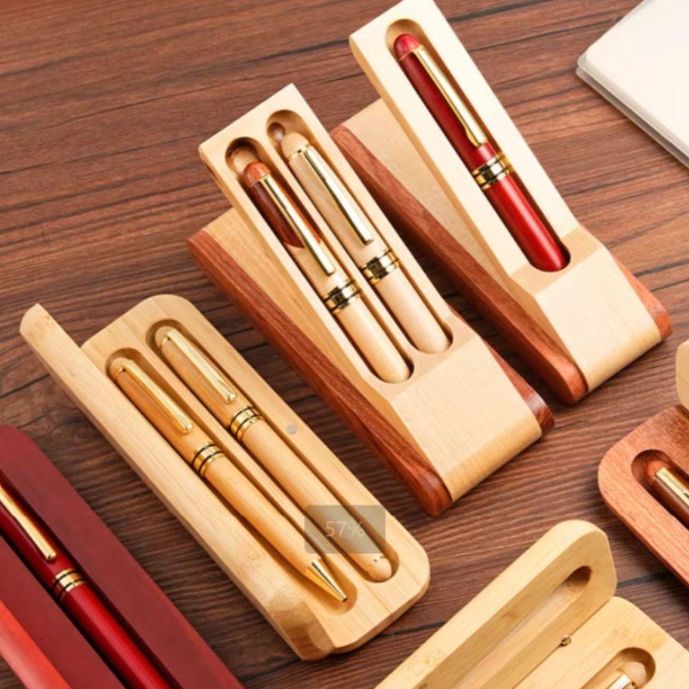 Foldable Wooden Pen Holder Desk Organizer Wooden Pen Box Pen Display Stand Collection Box