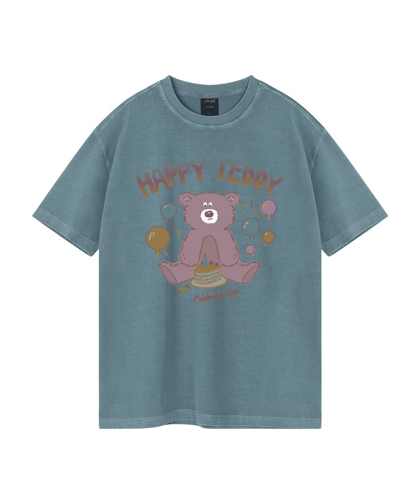 WILDROCK Hollysheesh Happy Bear Pigment Oversized Short Sleeve T-Shirt_6 Col (B Type)