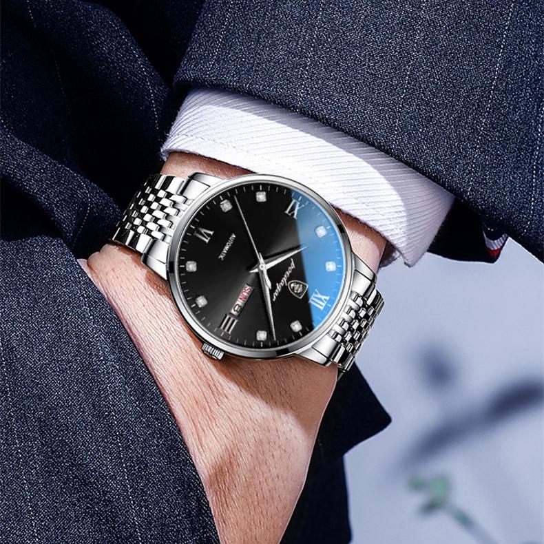 Новые роскошные мужские часы высшего бренда с коробкой, мужские водонепроницаемые светящиеся модные мужские кварцевые часы