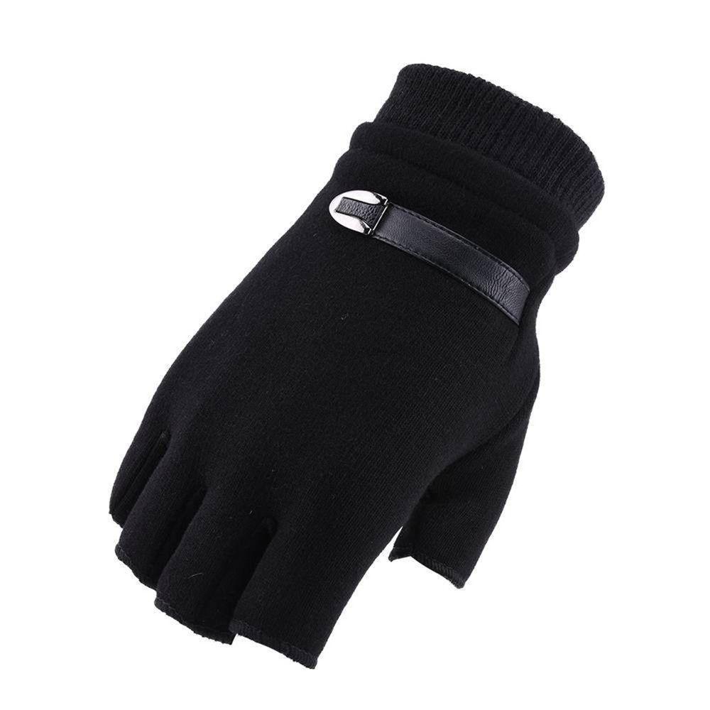 Warm Thick Fingerless Mens Mittens Half Finger Winter Gloves Thermal