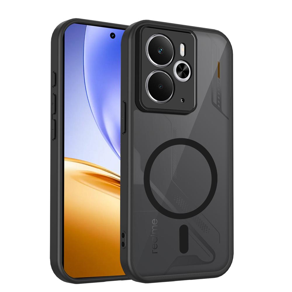KEYSION Магнитный чехол для телефона Realme 14 5G Силикон+ПК Матовый Полупрозрачный Прозрачный Ударопрочная Задняя Крышка для OPPO Realme 14T 5G