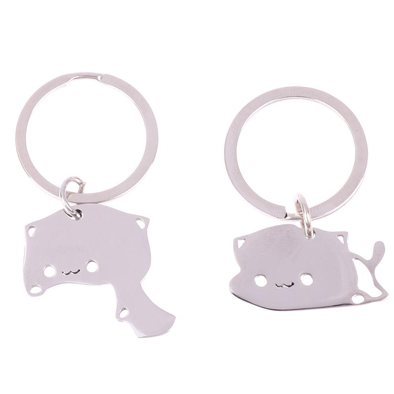 1 пара мультяшных котов, брелок для ключей, пара влюбленных из нержавеющей стали, симпатичный кулон, брелок для ключей, подарочные украшения