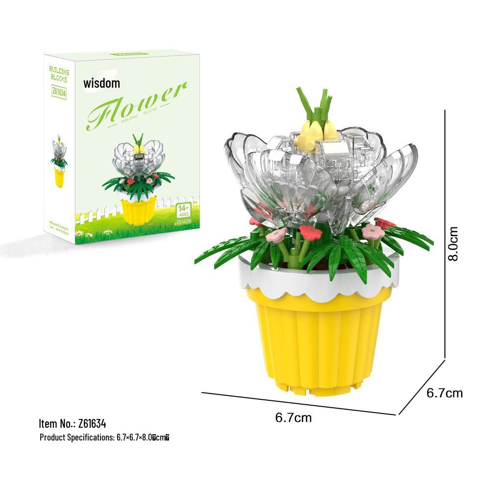 Preserved Succulent & Fresh Flower Educational Building Block Ornament - Perfect Small Gift for Boys and Girls' Birthdays