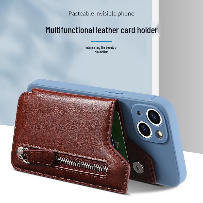 Многофункциональный клейкий держатель для карт телефона и подставка на молнии