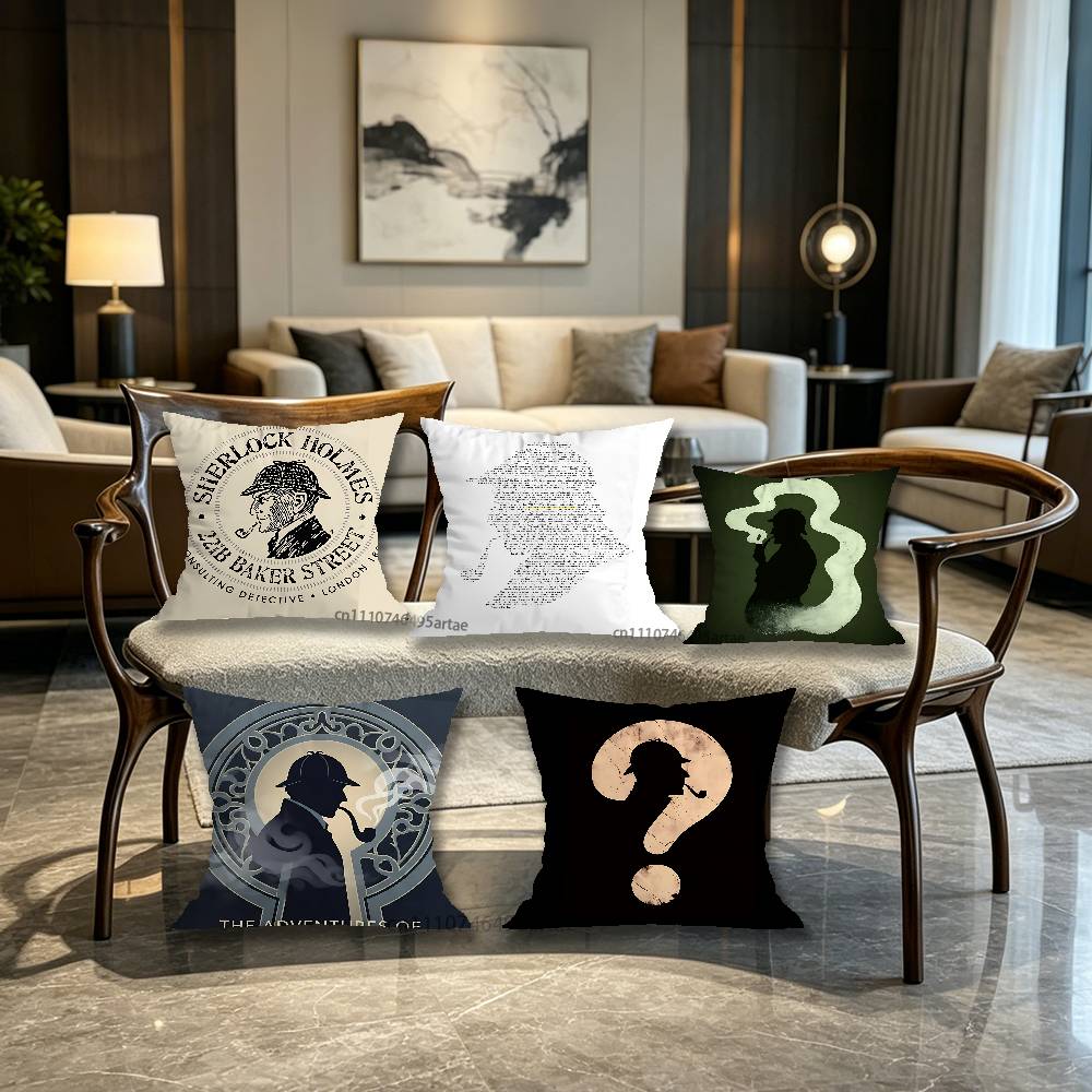 Literary Sherlock Holmes Pillow Case For Home Bedroom Car Office Decoration Living Room Sofa Cushion Cover Suitable