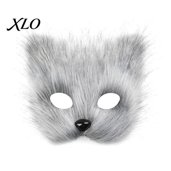 Soft Plush Fox Mask Cosplay Mask, Fluffy Tail, Costumes Props, Fuzzy Animal Set for Costume Party Anime Convention And Role Play Accessories