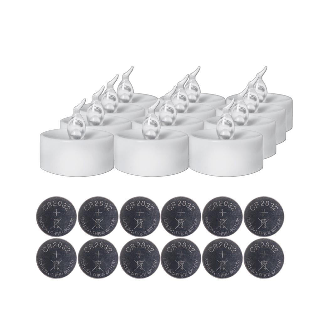 12Pcs Plastic Flameless Candles Warm White Light Battery Operated Candles Wedding Decor