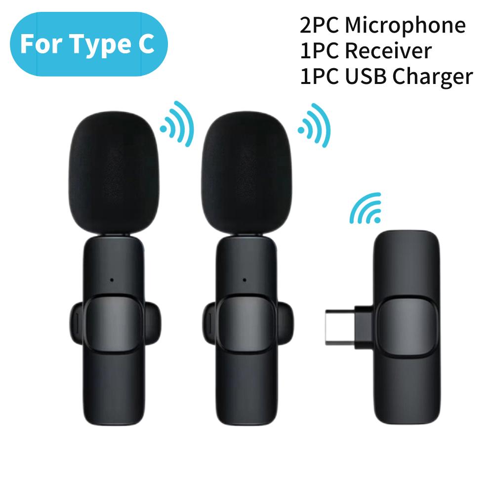 Беспроводной петличный микрофон 1 аудиоприемник + 2 микрофона Запись аудио-видео игр Микрофон для живого телефона в блоге Type-C Plug-and-Play для IPhone Android