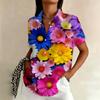 Women's Romantic Rose Floral Shirt Flower Graphic Short Sleeve Button Down Blouse Summer New Fashion Women Clothing