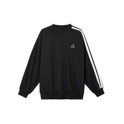 adidas Свободный свитер с логотипом в полоску, унисекс, черный JL6080