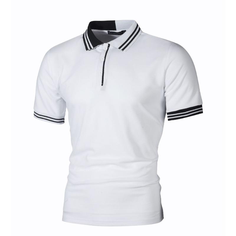 Мужские минималистичные полосатые цветные топы Blocked Slim Fit Casual Polo Cedar Men Polo Shirts