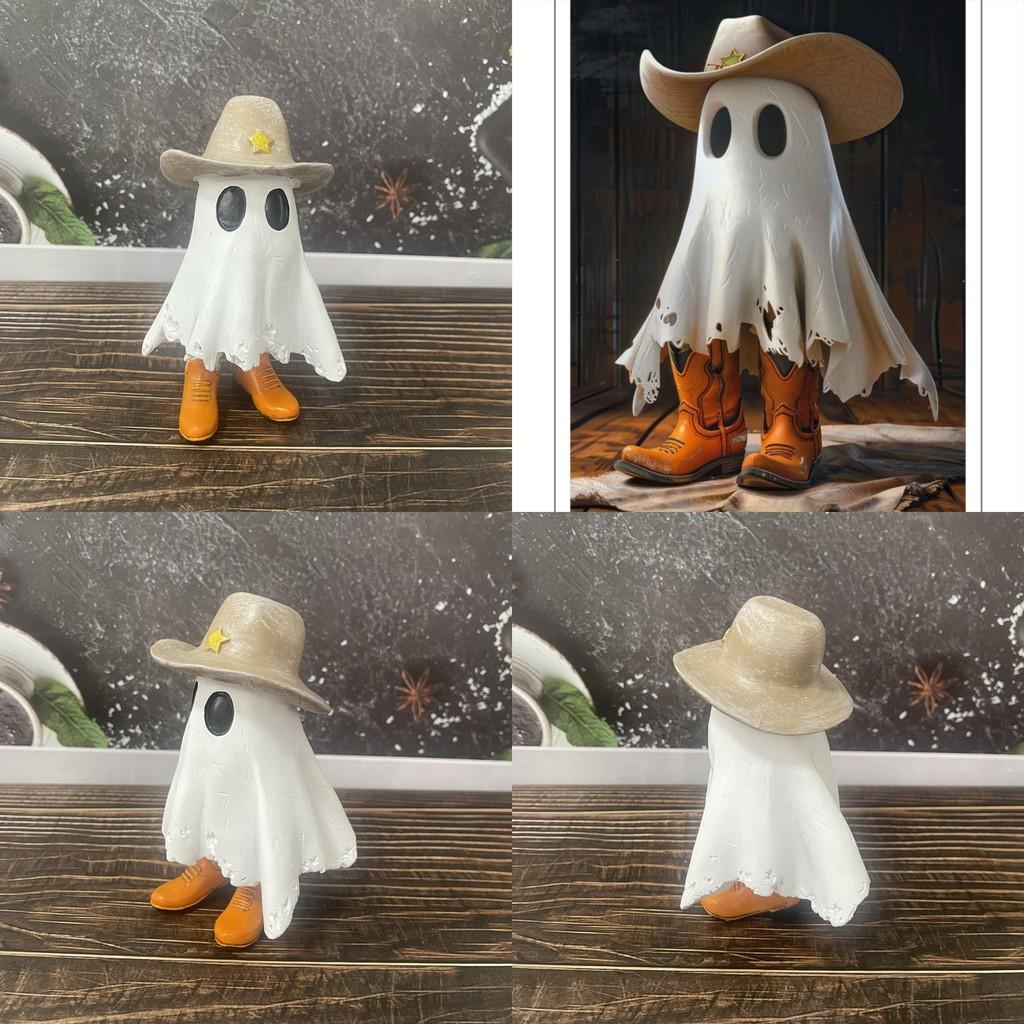 Unique Cowboy Ghost Statue Decorative Resin Figurine Perfect For Halloween Home Decor