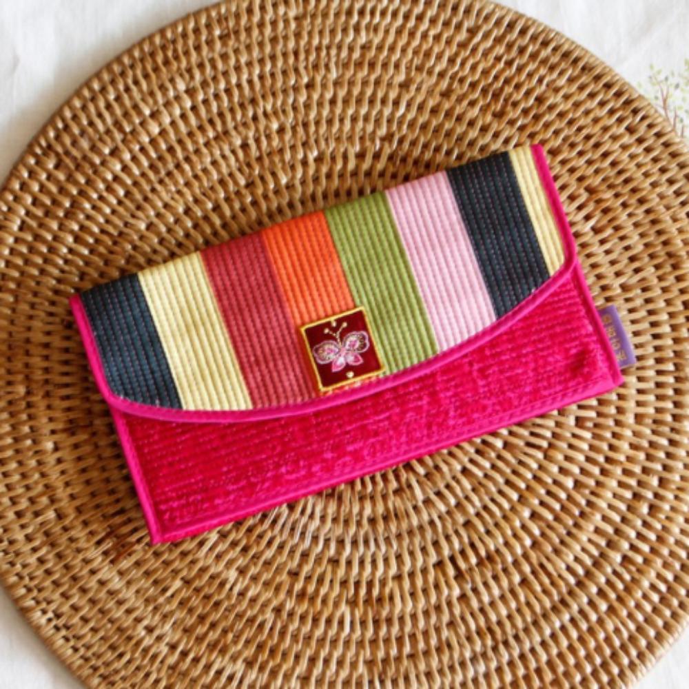 Colorful Silk Korean Quilted Long Wallet