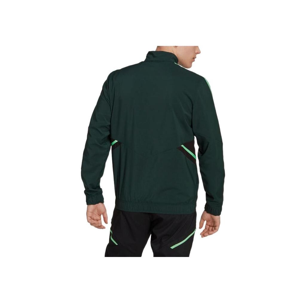 adidas FW22 Полосатый логотип с принтом и длинным рукавом Куртка мужская зеленая HD1217