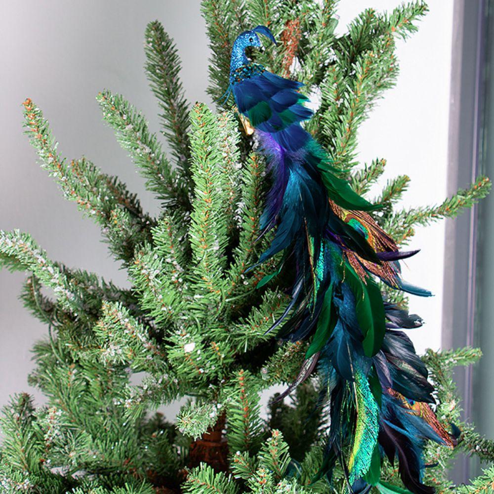 Glittered Turquoise Bird Pendant with Clip Bird Hanging Ornament  Prop