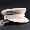 Unisex Suede Berets Caps 2023 Winter Genuine Leather Nubuck Hat With Belt Golden Buckle Students Navy Hats Newboy Casquette
