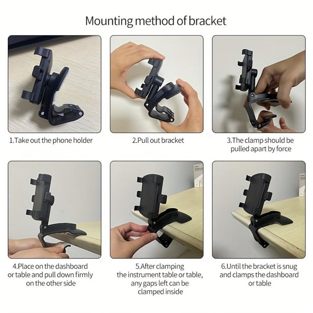 Portable Car Holder Rotatable Multifunction Dashboard/Rearview Mirror/Sun Visor Mount for iPhone Samsung Xiaomi Redmi Huawei