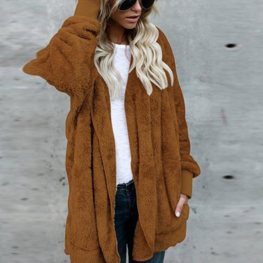 Женская модная куртка с капюшоном, зимнее плюшевое пальто с длинными рукавами и принтом кошки, двустороннее пальто