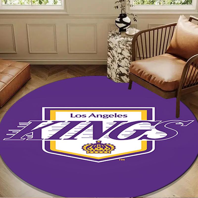 Angeles king Crest Round Rug for Livingroom,Bedroom, Palyroom, Chair Rug, Area rug, Circle Carpet, Large Size Decor Fan Christmas gift