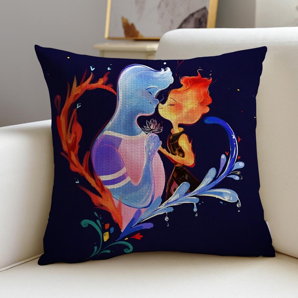 Vibrant EElementalS Cushion Cover Breathable and skinfriendly linen pillowcase square removable and washable cushion