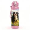 1PC Border Collie Flower Meadow 750ml Color Plastic Sports Water Bottle Leakproof Flip Straw Lid Suitable for Sports Office Home Use
