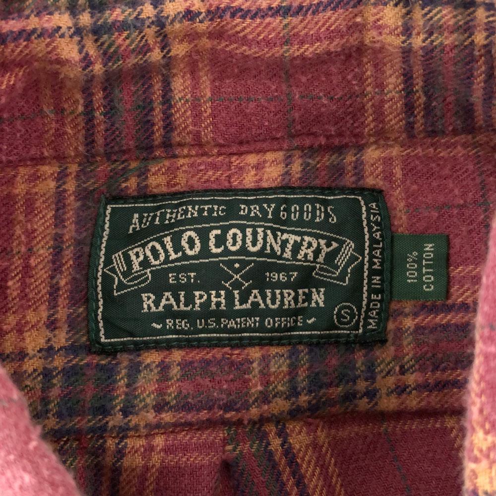 POLO COUNTRY RALPH LAUREN 90-е годы Клетчатый узор вышивка логотипа Рубашка с длинным рукавом на пуговицах Мужская Б/У