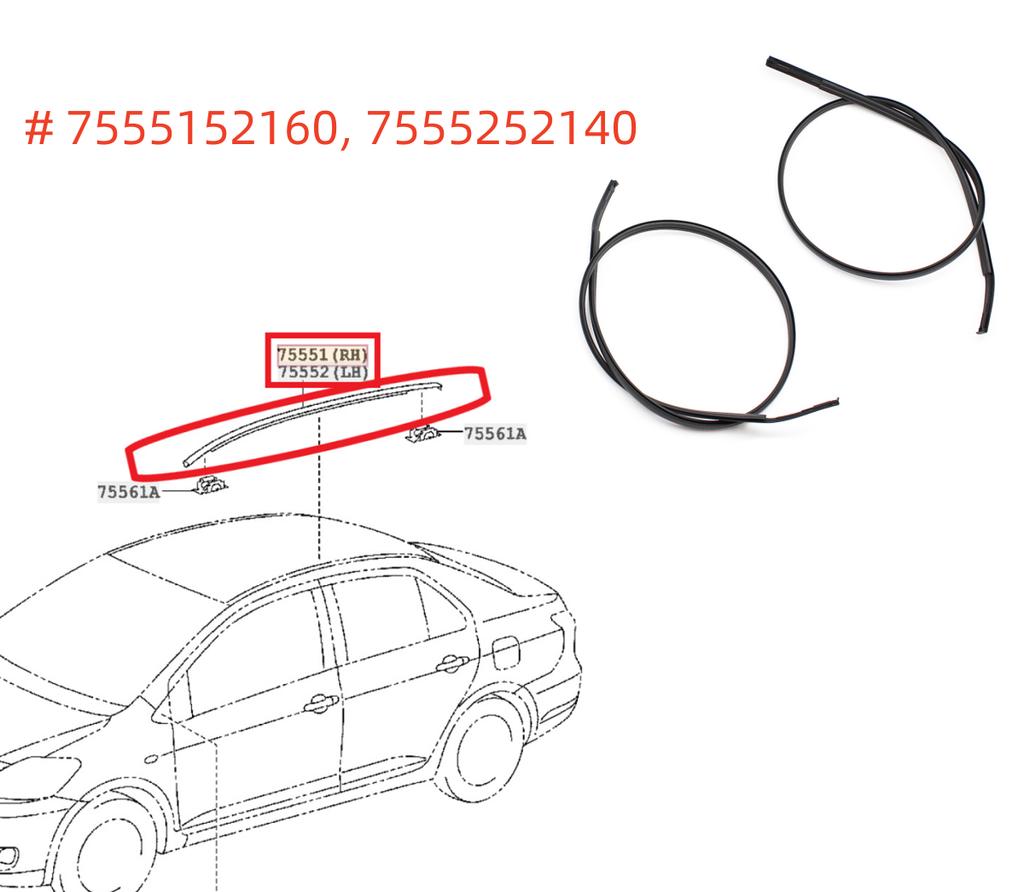 Пара Боковых Отделок Водостока Крыши Автомобиля Для Toyota Yaris 2007-2011 Седан LH + RH