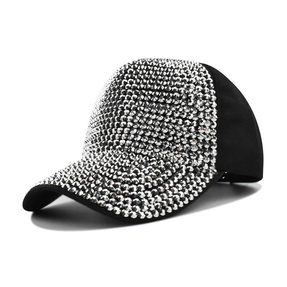 Girls Adjustable Luxury Rhinestones Baseball Caps Shiny Sequins Cap Sunscreen Hats Baseball Hats