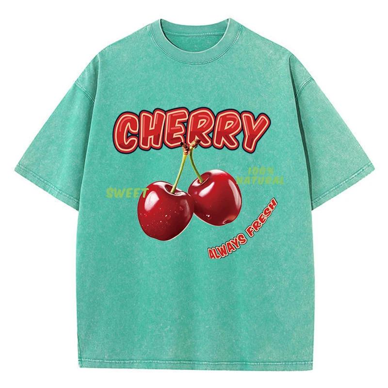 Уличные женские футболки с принтом Sweet Cherry Aways Fresh, с коротким рукавом, из удобного хлопка, оверсайз