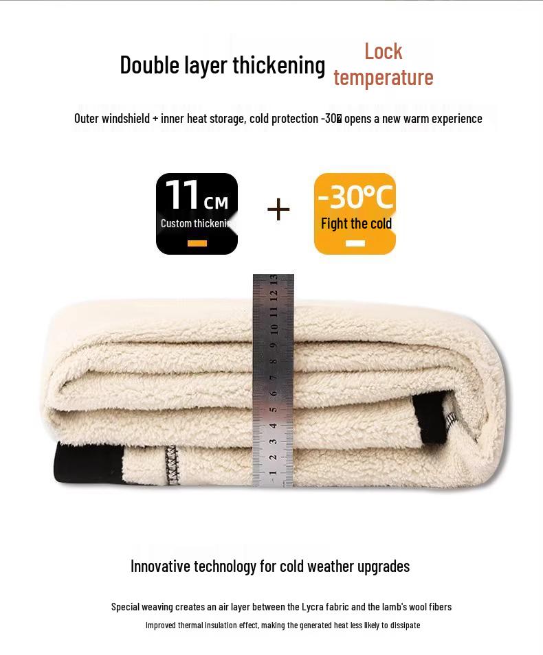 Женские зимние черные леггинсы на флисовой подкладке - Толстый хлопок из овечьей шерсти, Облегающий крой, Стиль осень/зима 2025